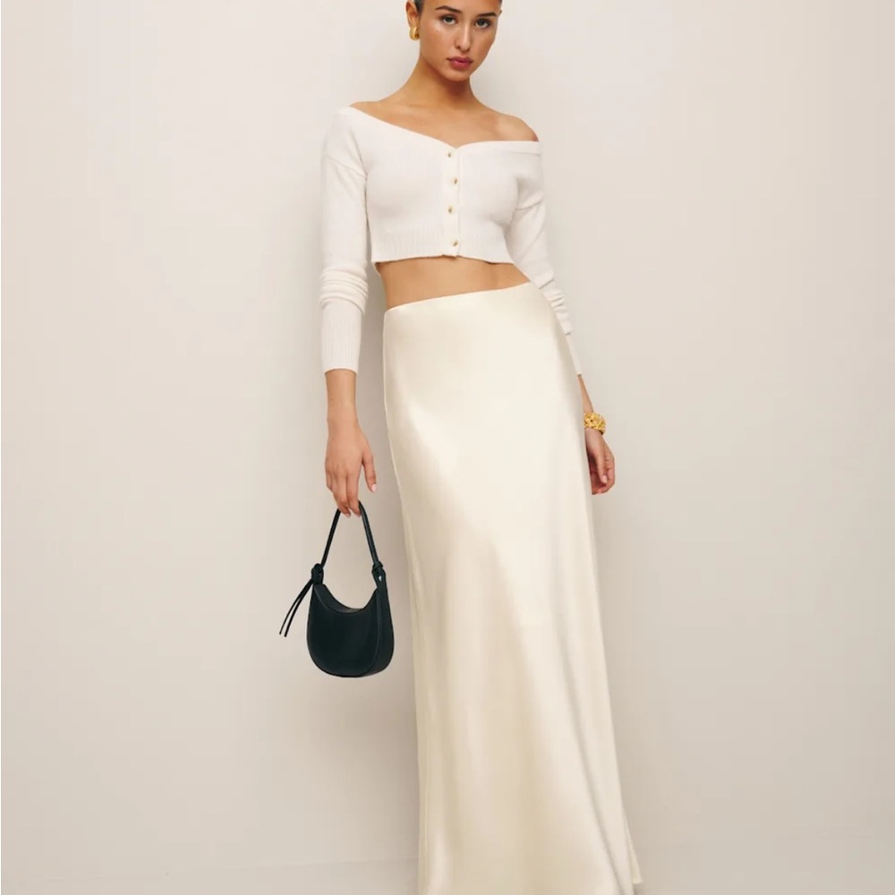 Reformation Bella Silk Skirt in Fior di Latte (sold out)
